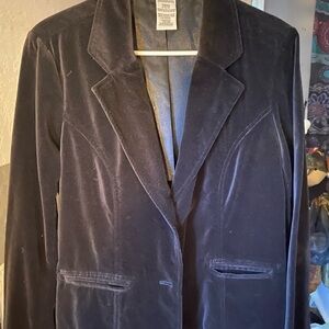 Vintage Late 80’s/Early 90’s Black Velvet Blazer w/ Filagree Brass buttons